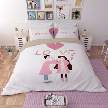 情侣套件床上用品四件套创意印花亲肤棉柔1.8床品 简单爱 1.