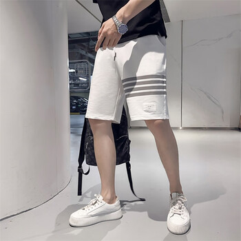 美罗邦社会小伙四道杠休闲短裤网红潮牌时尚夏款五分裤夏装宽松运动裤