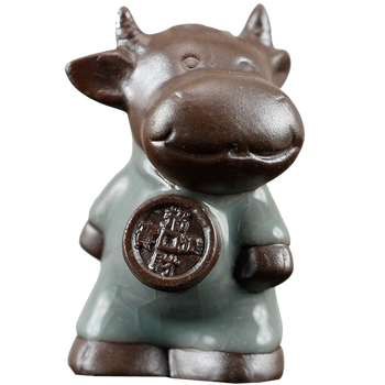 生肖小摆件猴鸡狗猪羊摆件工艺品鼠牛虎兔龙蛇马客厅装饰品哥窑红头款