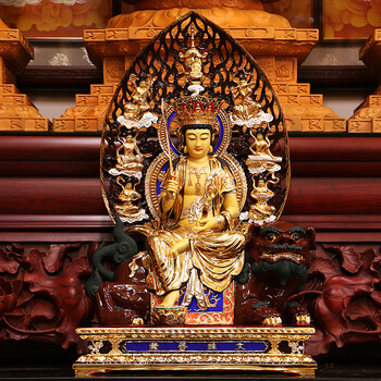 家装软饰 装饰摆件 其他品牌 庚万佛具台湾纯铜鎏金佛像家居寺庙供奉