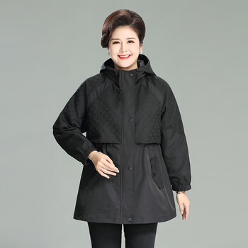 hkzn【微胖女生穿搭】中老年春秋中长款风衣女加肥加大码200斤胖mm