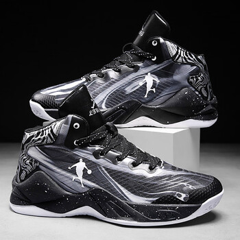 乔丹青年篮球鞋男高帮透气网面耐磨水泥地鸳鸯学生运动鞋球鞋 516黑灰