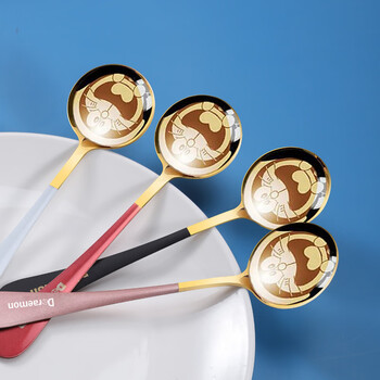 尖尾燕叮当猫勺子可爱家用网红ins创意哆啦a梦圆勺加厚羹勺 4只装