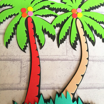 小学幼儿园教室黑板报环境布置装饰材料泡沫立体卡通椰子树墙贴 椰子