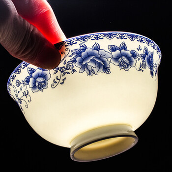 青花瓷餐具只装饭碗家用青花瓷中式高脚陶瓷餐具骨瓷酒店釉下彩礼盒装