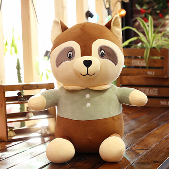 可爱浣熊公仔毛绒玩具卡通熊小浣熊布娃娃玩偶抱枕生日礼物男女生 翠