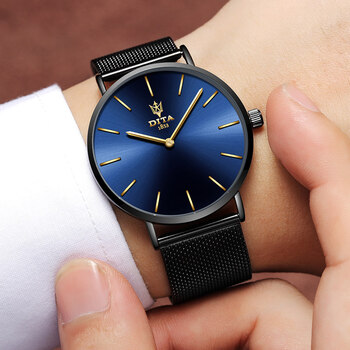 明仲情侣手表男女钢带防水男士学生真皮时尚简约潮流大盘石英 男款