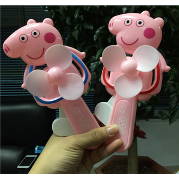 卡通玩具小猪佩琪手压风扇手持大号双头风扇学生便携式礼品小猪佩琪a