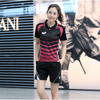 蝴蝶butterfly乒乓球服套装男女速干短袖比赛训练运动服球衣 黑色套装