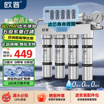 欧普照明净水器家用厨下净水器厨房过滤器超滤净水机不锈钢含龙头咖啡店奶茶店工厂用6LB升级（上门安装）