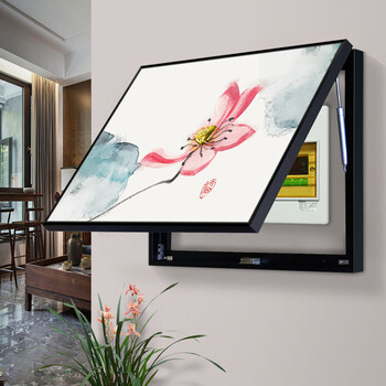 新中式电表箱装饰画餐厅电闸箱挂画液压上翻配电箱画客厅遮挡画现代