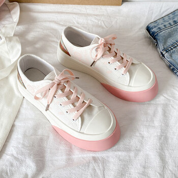 初中生女生开学小白鞋秋季上学穿的女鞋夏季薄款女鞋韩版厚底学生帆布
