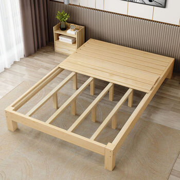 35米床出租房床单人床原木排骨架床无床头实木床松木床简易床 40高加