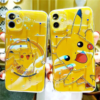 卡通皮卡丘苹果11手机壳iphone13pro max蓝光x全包7软8plus水钻xs