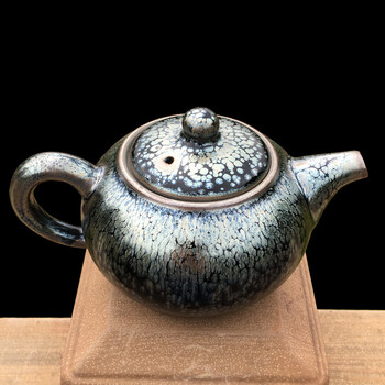 福建建阳建盏茶壶单壶茶具天然原矿釉铁胎水壶陶瓷功夫茶具黑瓷茶盏