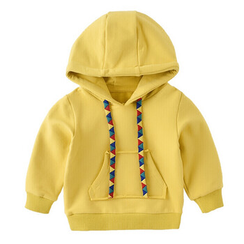 莫方 宝宝卫衣春装新款童装纯色连帽五彩绳上衣潮2018时尚百搭婴儿外