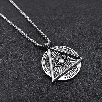 男子项链个性潮流恶魔之眼三角形吊坠项链钛钢嘻哈人街头简约百搭吊坠