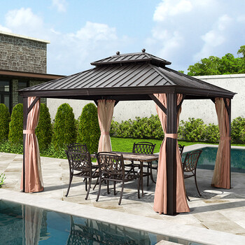 紫叶ziye户外凉亭庭院实木楼顶花园简易遮阳棚帐篷别墅庭院防腐木亭子