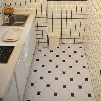 地板革水泥地加厚耐磨防水家用pvc地板贴纸ins网红塑胶毛坯房 黑白格