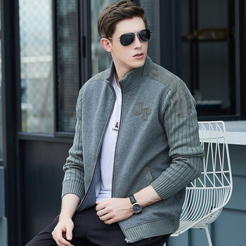 京东精选 男款开衫抓绒卫衣秋冬款运动休闲上衣男士宽松大码男装立领