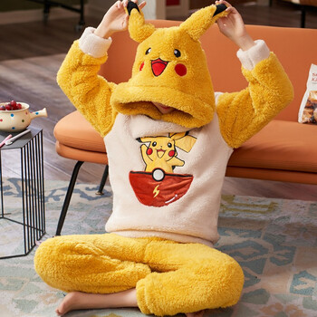 妍菲心语儿童睡衣冬季法兰绒卡通皮卡丘男童珊瑚绒秋冬加厚男孩奥特曼