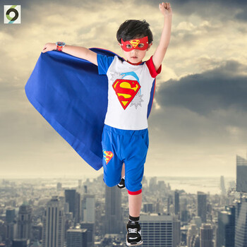 迪士尼 小男孩夏天穿的衣服超人衣服帅气套装3男童夏装2019男孩奥特曼