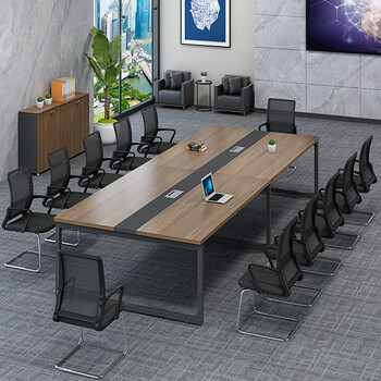 板式多功能长条会议桌可移动拼接小型工业风会议桌8人组合培训桌 1.