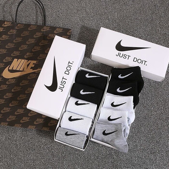 nike3双礼盒装毛巾袜纯棉男女中长筒运动篮球袜防臭吸汗小白袜3双毛巾