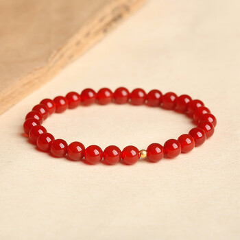 月石妃红玛瑙珠子金转运珠手链相思豆女七夕情人礼物网红闺蜜手串 手