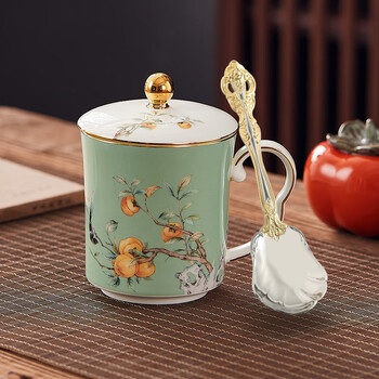 lifeeyes中式骨瓷盖杯轻奢泡茶杯办公家用礼盒送礼个人专用陶瓷杯子