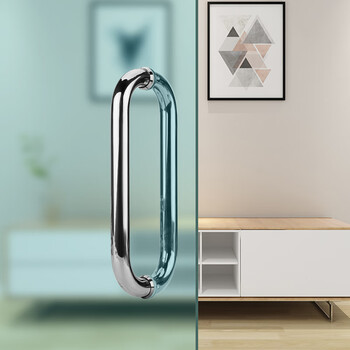 移门卫生间把手双开玻璃拉手304不锈钢亮光30425管300长275孔距中沙