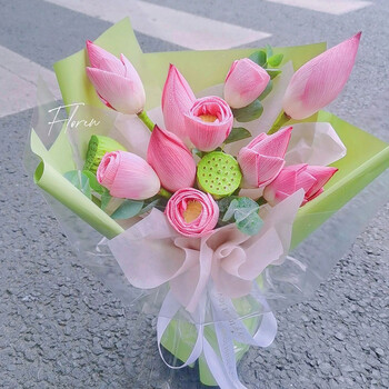 【情人节礼物】全国荷花莲蓬花束生日鲜花速递同城北京广州杭州成都