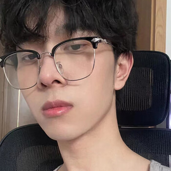 女子为好半框眼镜近视可配度数防蓝光理工男斯文变色抗辐射抖音款眼睛