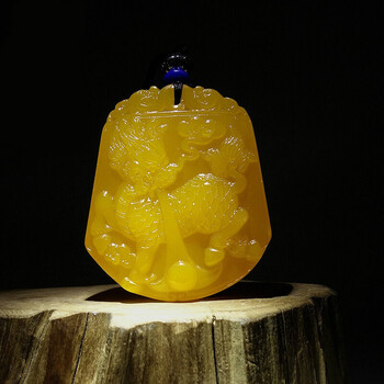 尚多芙a黄龙玉麒麟玉牌吊坠男女款黄玉麒麟牌子玉佩挂件图片色件图片