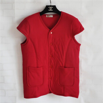 棉坎肩男女纯棉三层保暖加厚棉马甲秋冬夹棉开身保暖背心棉 富贵红(女