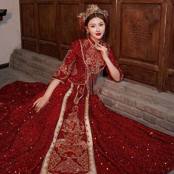 觅靓裳 禾服中式结婚礼服秀禾服新娘2022年新款龙凤褂婚服中式结婚