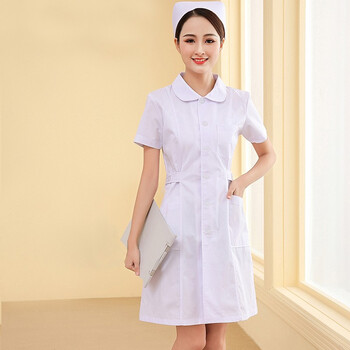 2022夏季护士服修身白大褂短袖夏装学生医院美容院工作服定制logo白色
