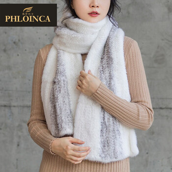 佛罗丹卡 水貂毛围巾女双面貂皮编织皮草围脖秋冬保暖柔软密织加厚
