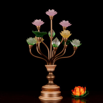 琉璃九品莲花灯佛供灯长明灯家居客厅佛堂道观供灯 11品莲花灯一支