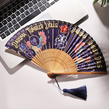 大英博物馆 扇子 东瀛达摩折扇创意扇子流苏生日礼物送女友老婆古风