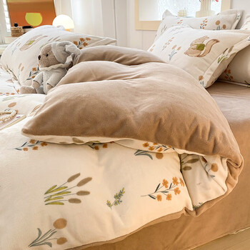 欧莉斯 珊瑚绒四件套牛奶绒被套加厚床单双面绒冬季卡通四件套床上