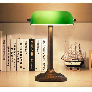 经典老式台灯美式仿古铜银行灯民国怀旧复古拍摄影视道具绿色 亚克力