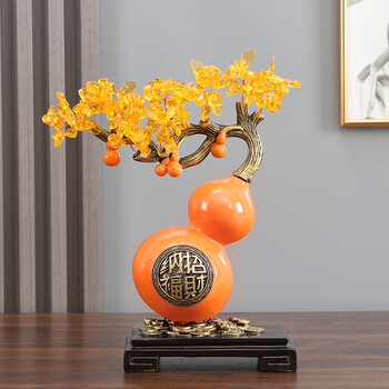 鹿珞万事如意客厅葫芦摆件新中式客厅玄关电视酒柜装饰品乔迁新居礼物