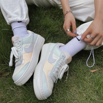 (nike)air force 1 af1空军一号黄粉淡蓝粉马卡龙 女子运动休闲 cu