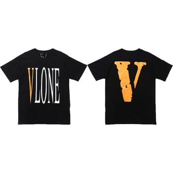 vlone friends陈冠希同款中国龙烟雾love闪电黑橙大v短袖男女t恤 黑橙