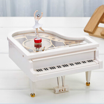 hazybeauty创意钢琴音乐盒旋转跳舞女孩八音盒摆件送女朋友闺蜜儿童