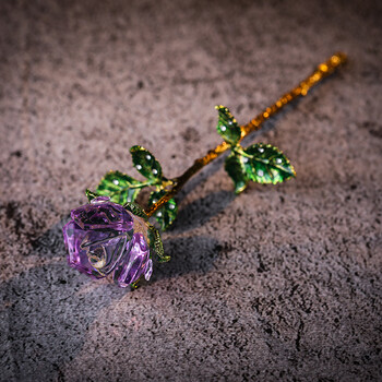 水晶玫瑰花七夕情人节干花仿真永生花摆件创意送女友闺蜜生日礼物水晶