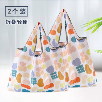 纳纳（nana） 购物袋2件套单肩包 超市买菜环保袋折叠手提袋 休闲布袋收纳袋 花花仙子 2件套【大号+小号】