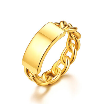 暮璃黄金链条戒指5d硬金无氰几何戒指999足金亮面个性范ins情侣对戒12