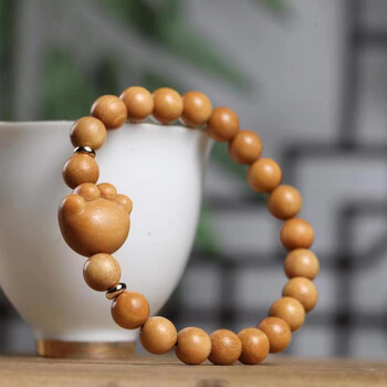 甘泰芭比檀香创意dly熊爪款8mm手串文玩念珠手饰品男女情侣个性手链装